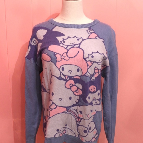 Hello Kitty Women's Sweater in Blue and Pink - Picture 3 of 8
